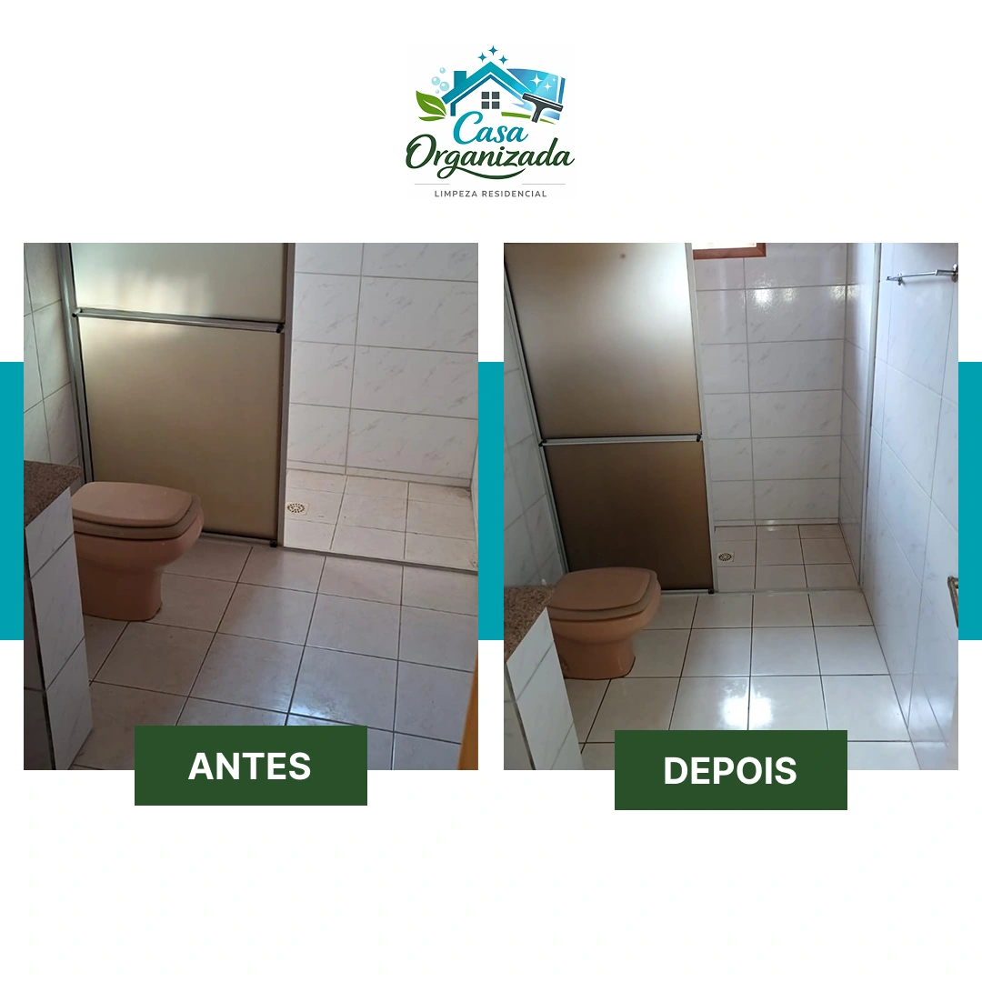 Antes e depois de limpeza de banheiro em Criciúma