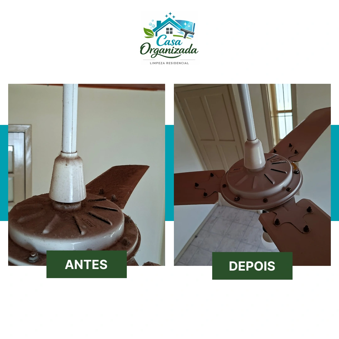 Antes e depois de limpeza de ventilador em Criciúma